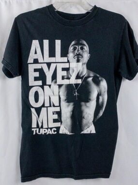 2PAC Tupac Distressed Black Band Concert Tee Shirt Womens Small Mens XSmall